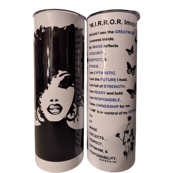 MIRROR Image Black Print Lady 20 oz. Stainless Steel Tumbler