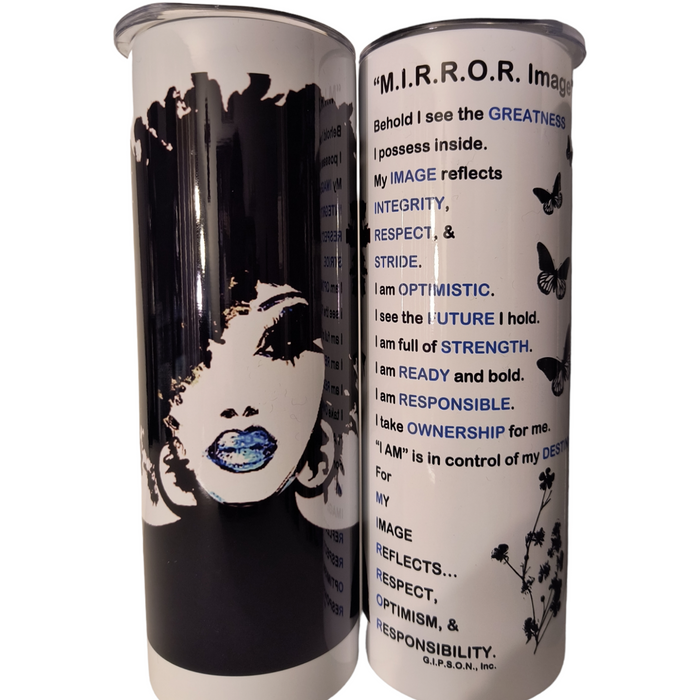 MIRROR Image Blue Lip Lady 20 oz. Stainless Steel Tumbler
