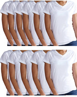 Bulk 24 minimum Custom Sublimation Womens V Neck White T- Shirt (Single-Sided Printing Same Design)