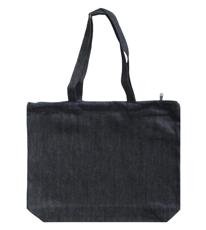 Custom Dark Denim Tote Bag with Zipper