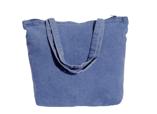 Custom Washed Denim Tote Bag with Zipper Closure